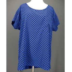 GAP Top L Blue Polka Dot Microfiber Oversized